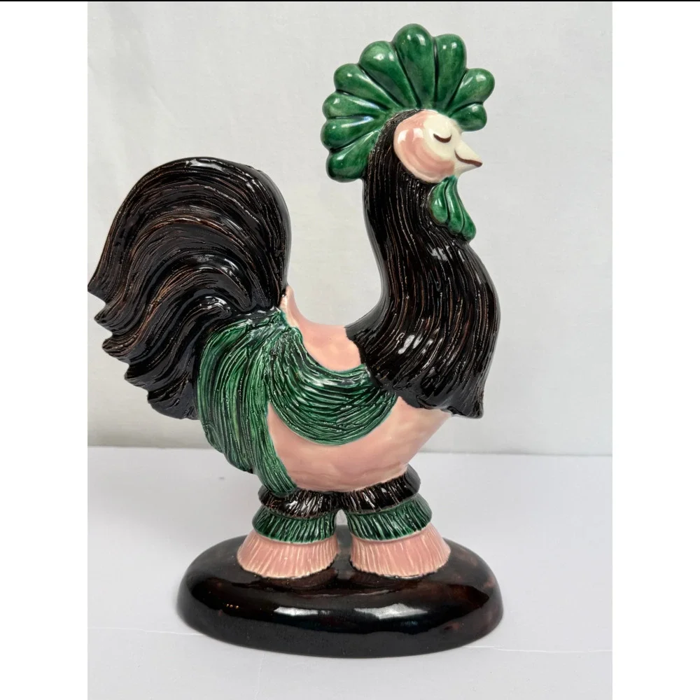 Hedi Schoop Hollywood California Pottery Rooster Vase MCM Signed Figurine 1940s